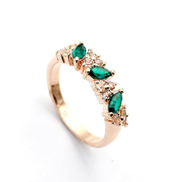 Кольцо с кристаллами Сваровски 592244 Showfay р. 16 Зеленый/Белый