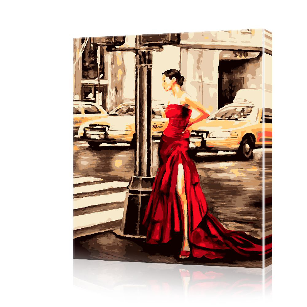 Картина по номерам ArtSale Дама в красном платье PBN0285 40х50 см