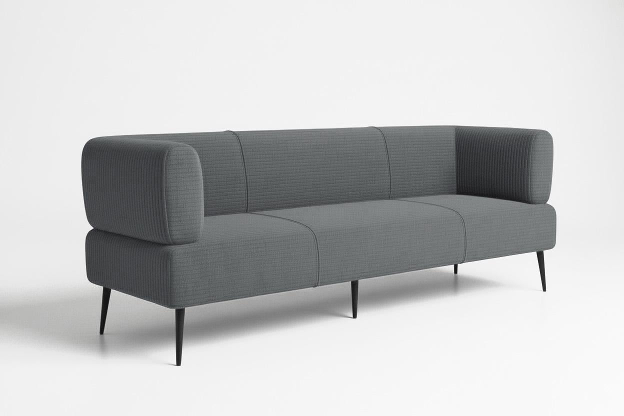 Диван офисный Tobi Sho Бенно-1 с подлокотниками велюр вельвет 1800х720х750 мм Lotus 96/Grey