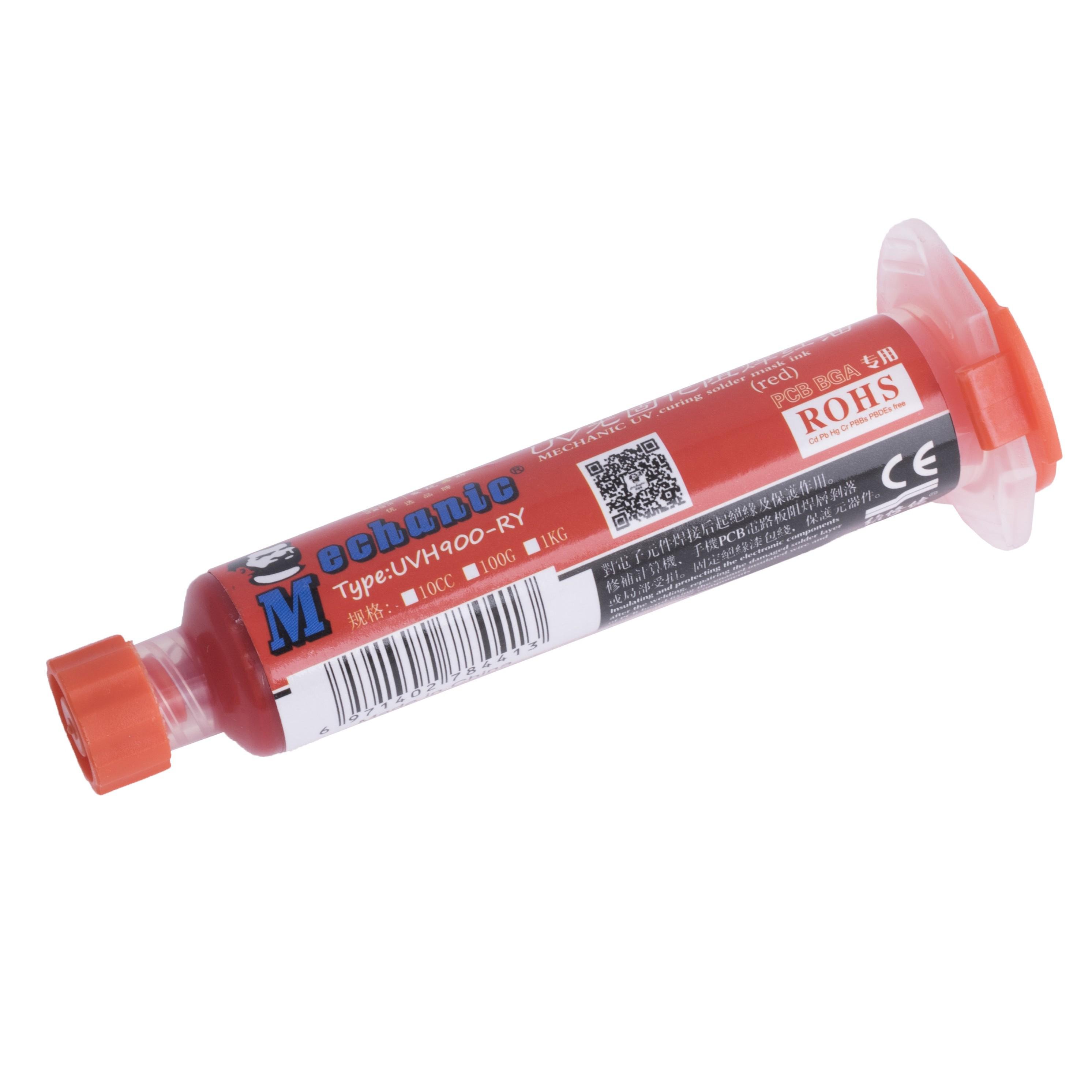 Паяльная маска Mechanic UVH900-RY в шприце 10 мл Красный (ART-14236)