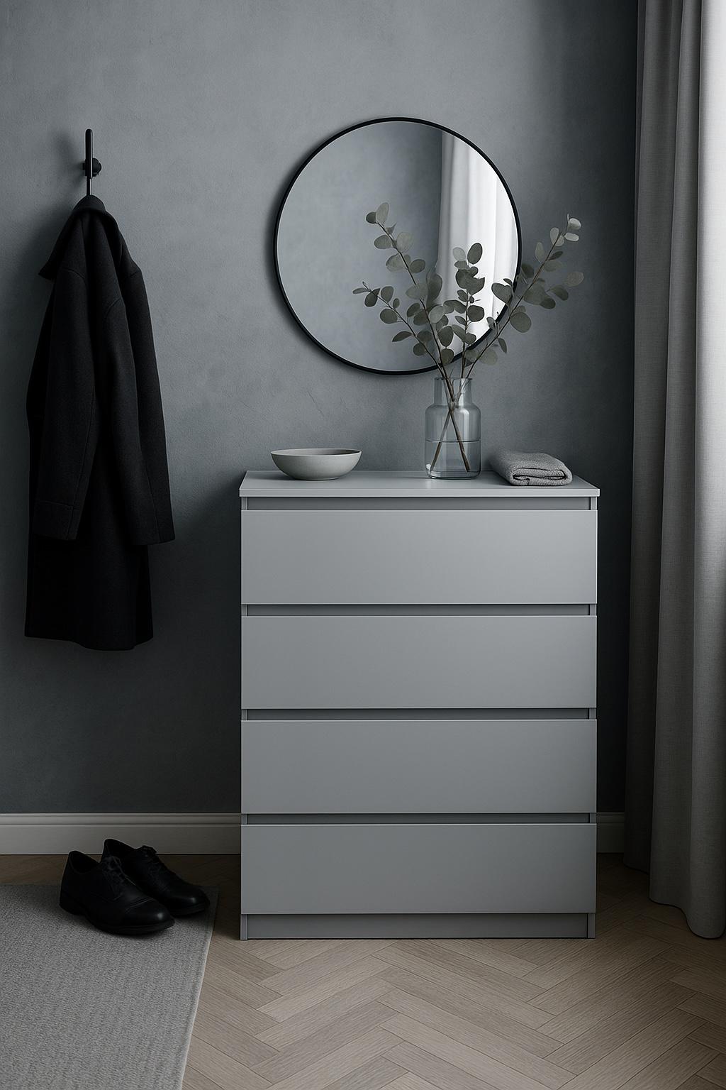 Комод MEBEX на 4 ящика 60х40х100 см Серый светлый (VM4B600LG) - фото 1 Комод MEBEX на 4 ящика 60х40х100 см Серый светлый (VM4B600LG) - фото 1