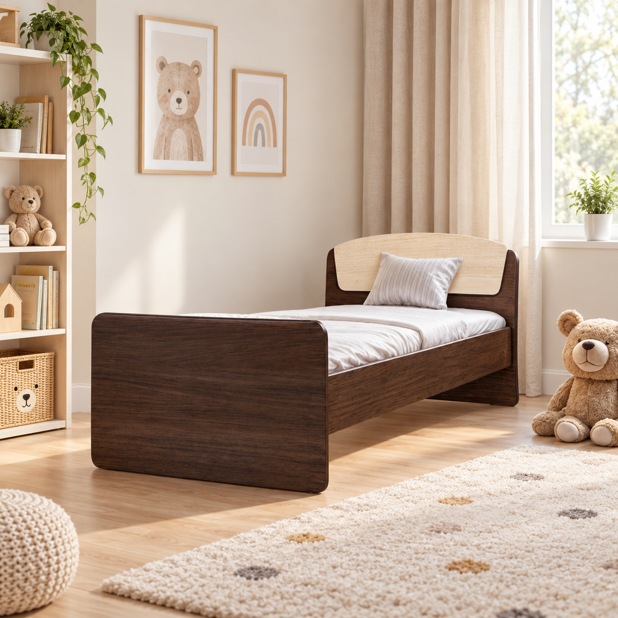 Кровать односпальная Tobi Sho ASTORIA-2 ДСП для детской комнаты 800х1900 мм Венге темный/Дуб молочный (5869796)