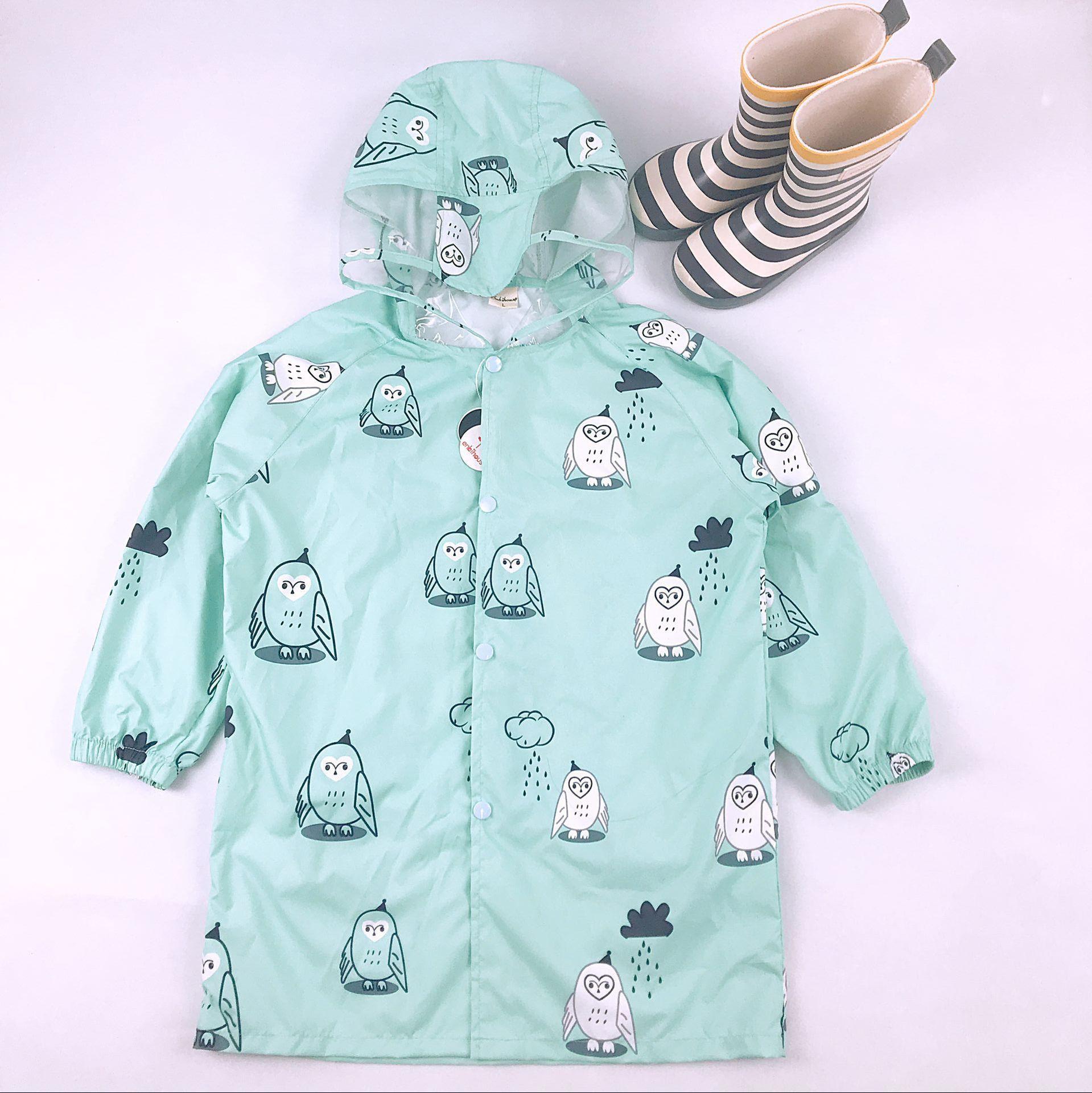Дождевик детский/детский зонтик-трость/детские резиновые сапоги Enbihouse с узором совы Мятный - фото 5 Дождевик детский/детский зонтик-трость/детские резиновые сапоги Enbihouse с узором совы Мятный - фото 5