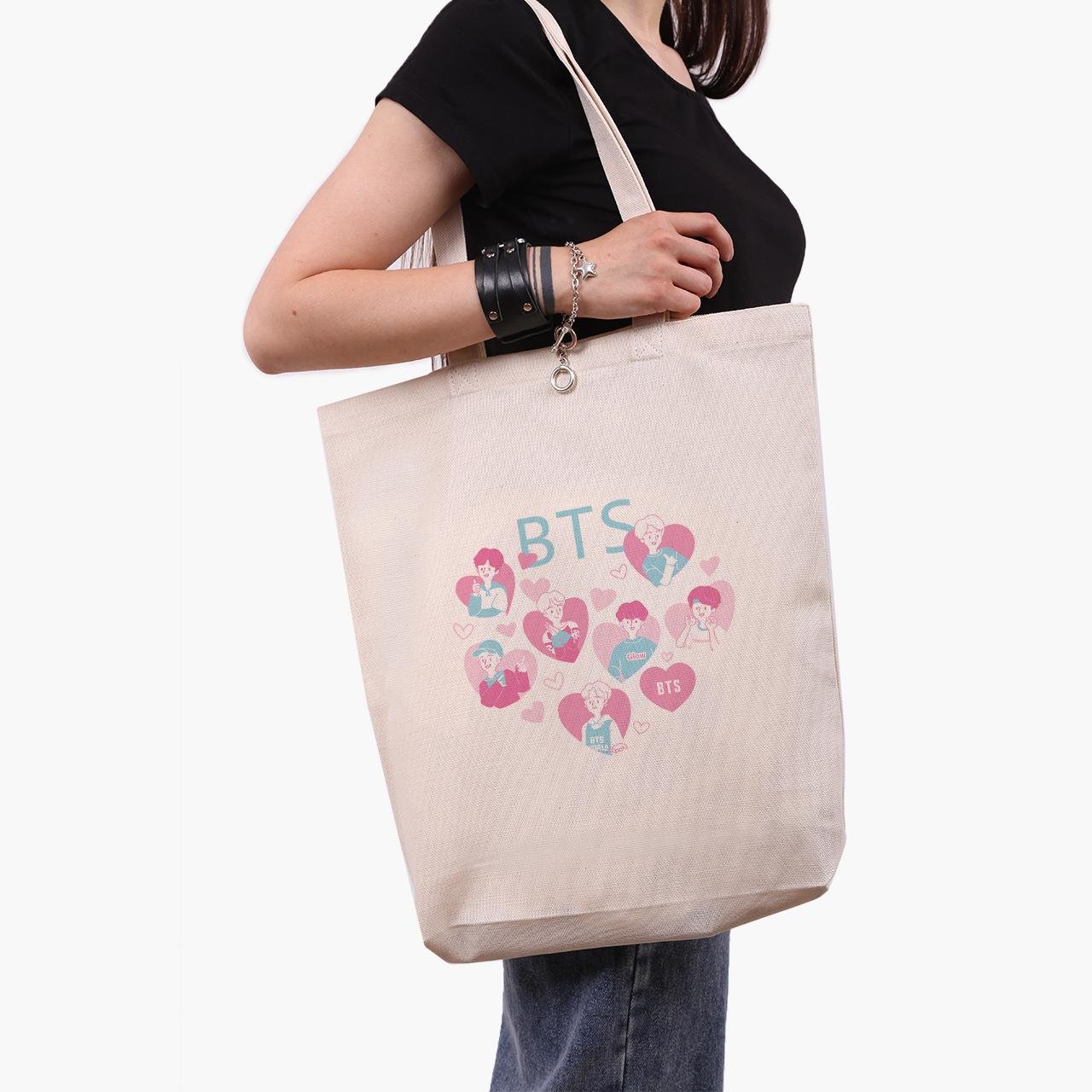 Еко сумка шоппер BTS 41x39x8 см Бежевий (9227-3263-WTD)