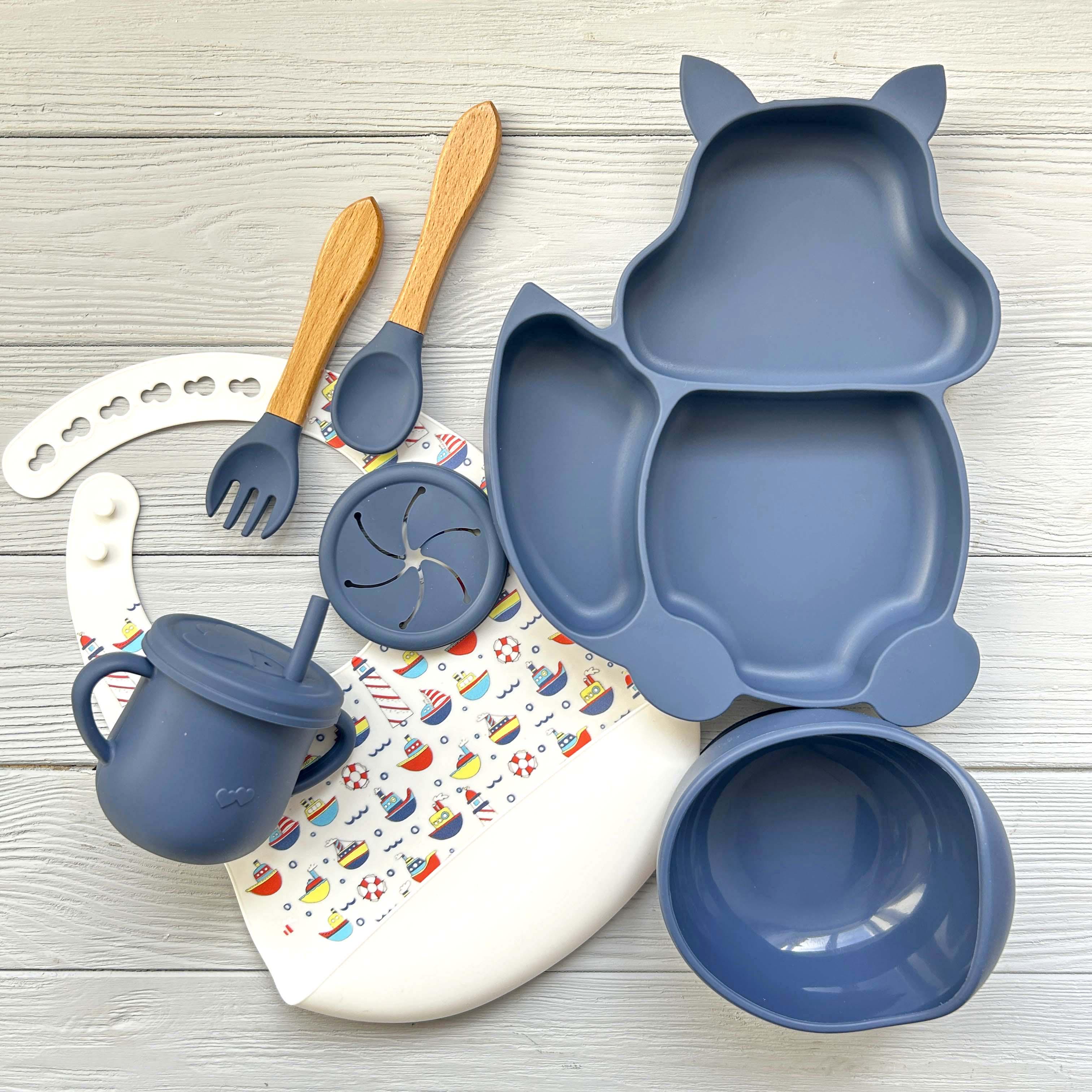 Набор детской посуды из силикона Белка img_e0459 Y10 Темно-синий (65632) - фото 1