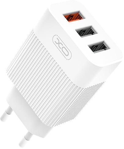 Зарядка быстрая Xo L72 QC3.0 3USB 3A/microUSB кабель White (25098)