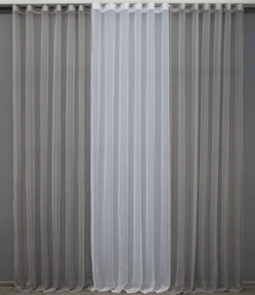 Гардина шифон 4х2,7 м Серый/Белый (002дк)