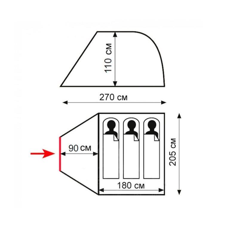 Палатка трехместная Totem Summer 3 Plus V2 TTT-031 летняя однослойная (iz12906) - фото 4