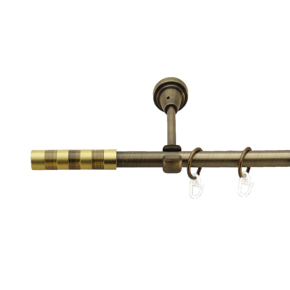 Карниз металевий Orvit Сігма однорядний відкритий/гладка труба/кільце металеве Антик 16 мм 300 см (3327943)