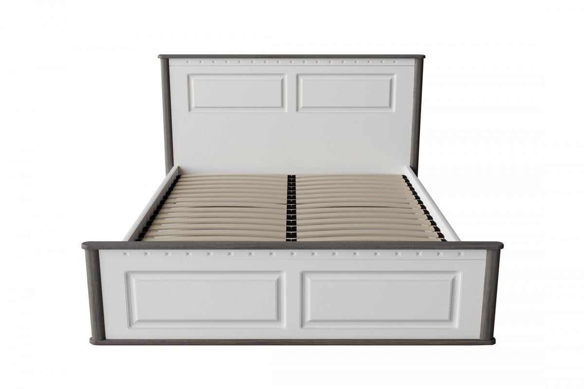 Кровать двуспальная Неман 160 Леон с металлическим каркасом МДФ 1665х2064х1000 мм Белый супермат/Дуб графит (40068)