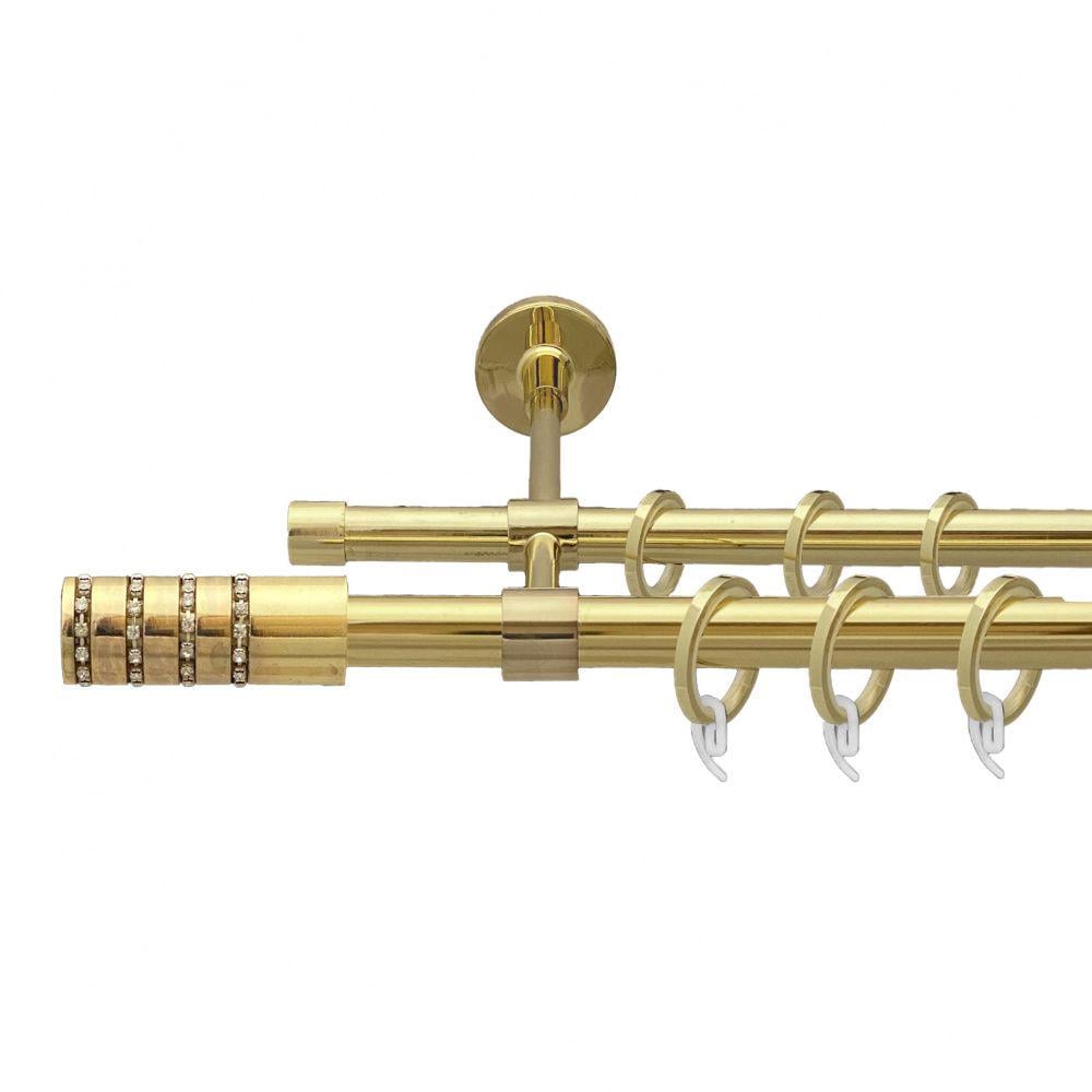 Карниз металевий Orvit Барамелла дворядний закритий/гладка труба/кільце фасонне металеве Золото 19/16 мм 200 см (00-00009307)