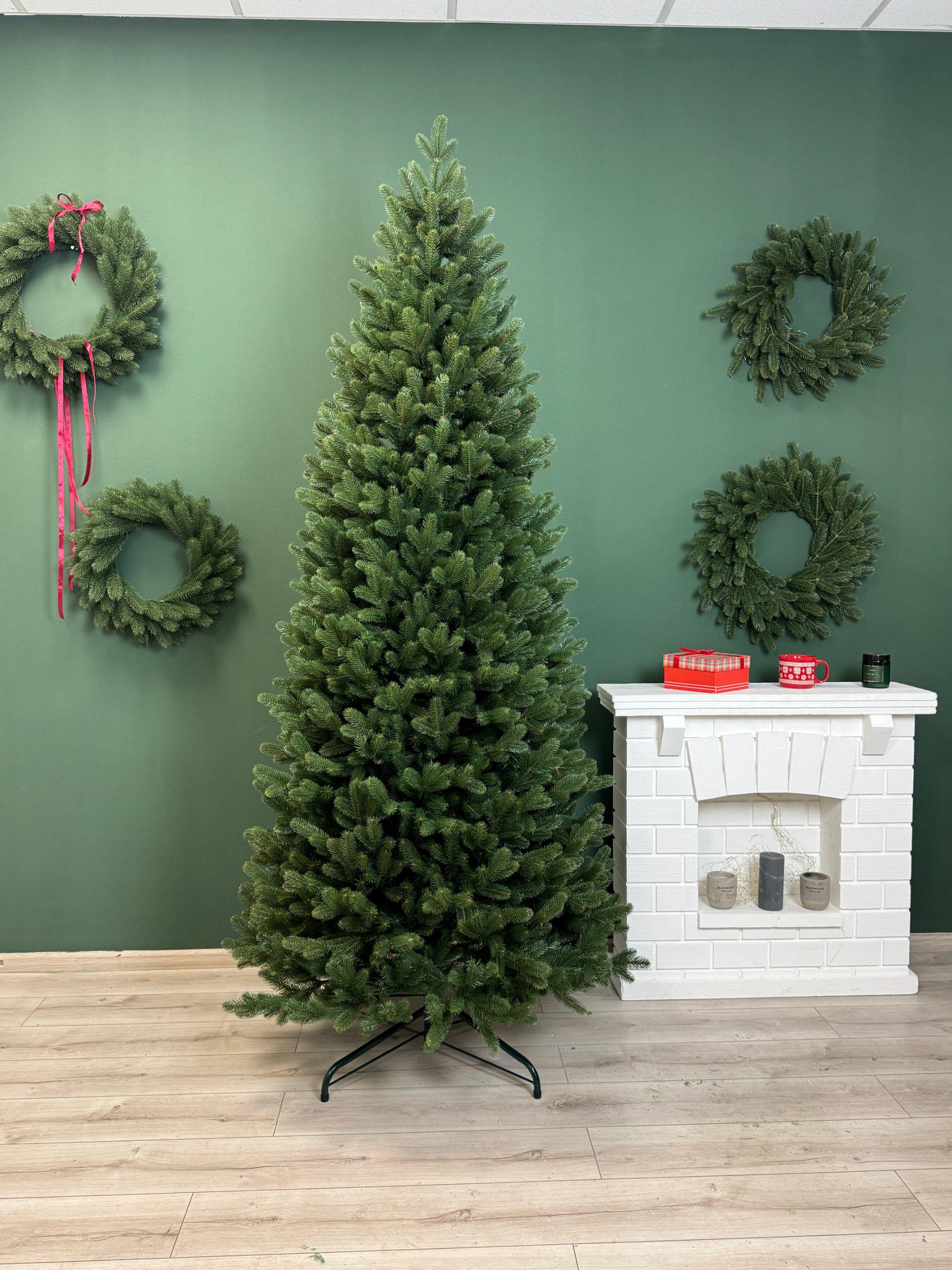 Искусственная елка Премиум Slim литая узкая с металлической подставкой 1,9 м Зеленый (YA678135)