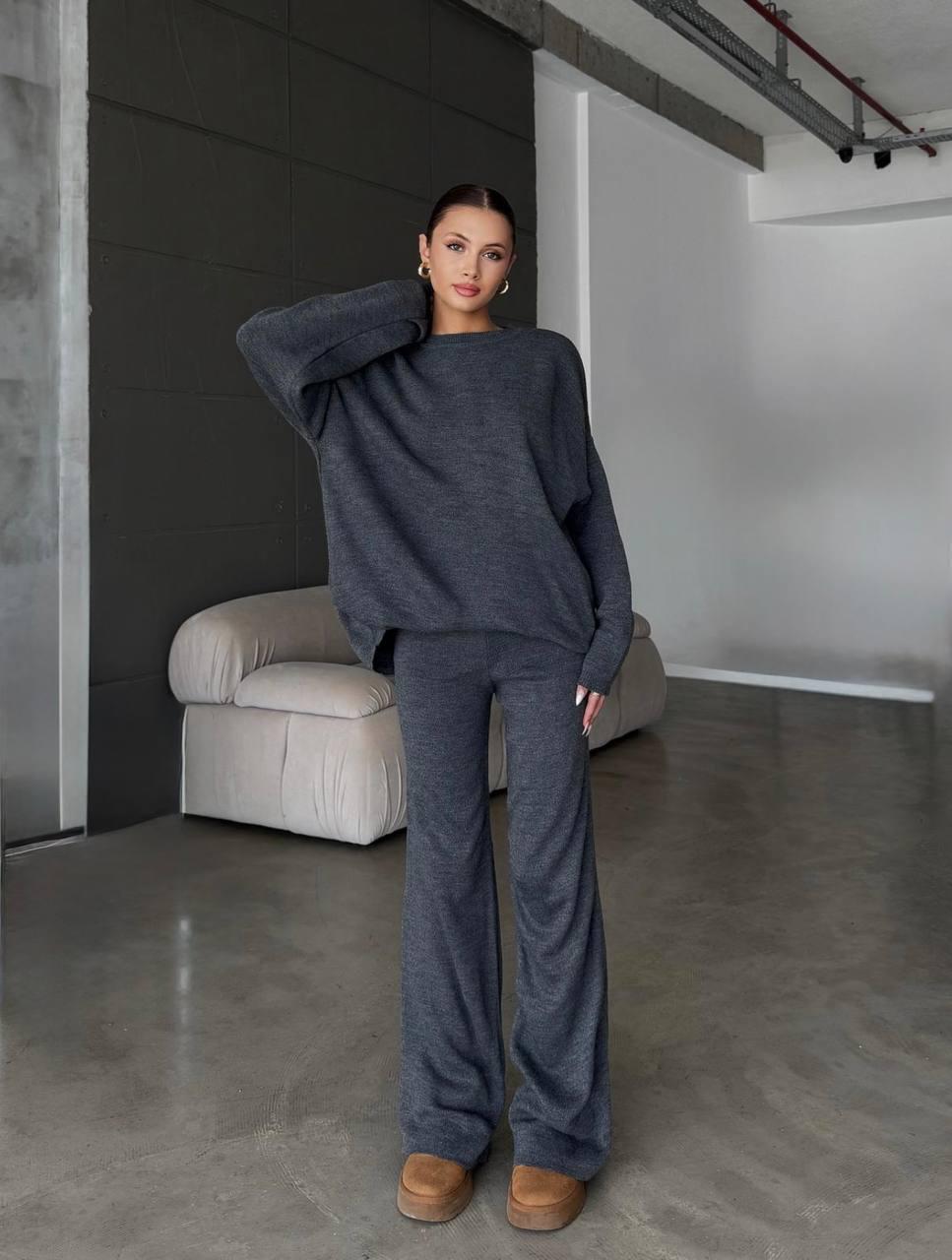 Костюм женский оверсайз ангора-кашемир р. 42/44 Графит (31986492)