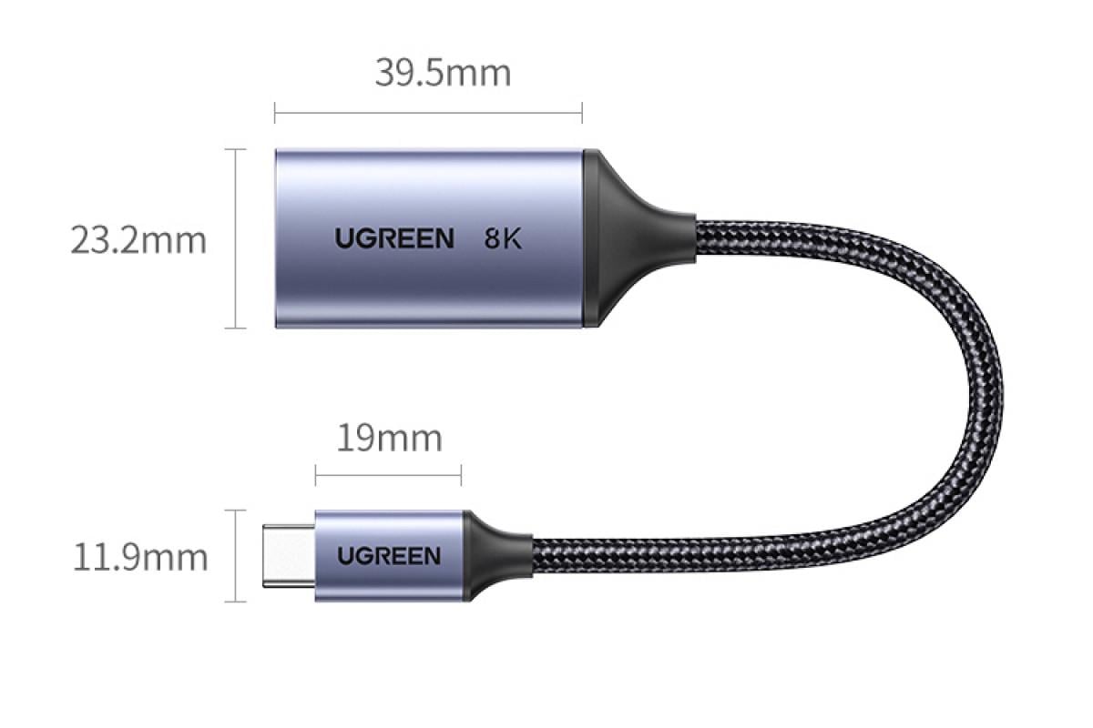 Переходник UGREEN USB-C to DisplayPort CM654 Thunderbolt 4 Grey (15575) - фото 3