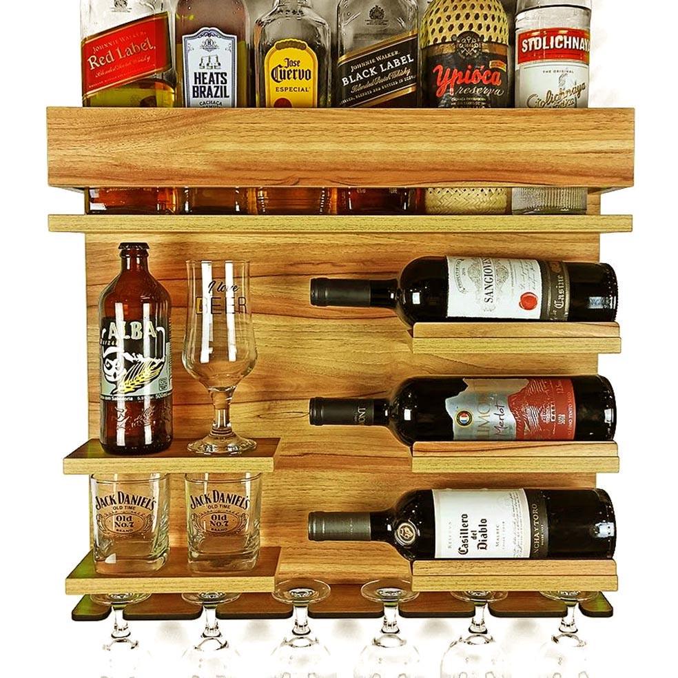 Полка для вина настенная из дерева Шикоту Карри (ПНК-015003)