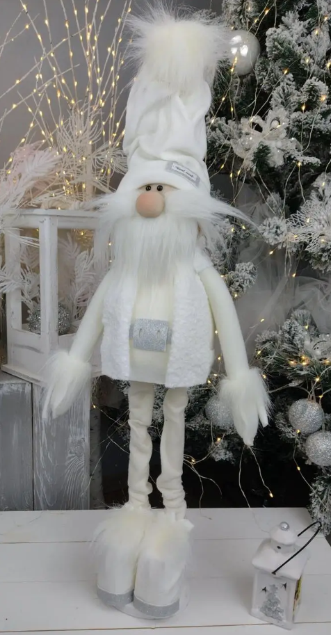 Новогодний Скандинавский Гном 85 см Белый (22393733)