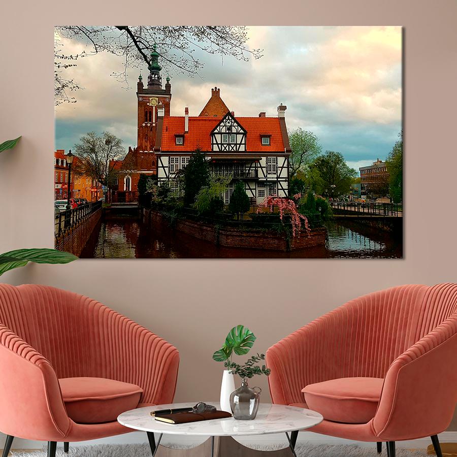 Картина город Дом Миллера старая штаб-квартира гильдии Миллеров Милл-Айленд в Гданьске 51x34 см (A853-1)