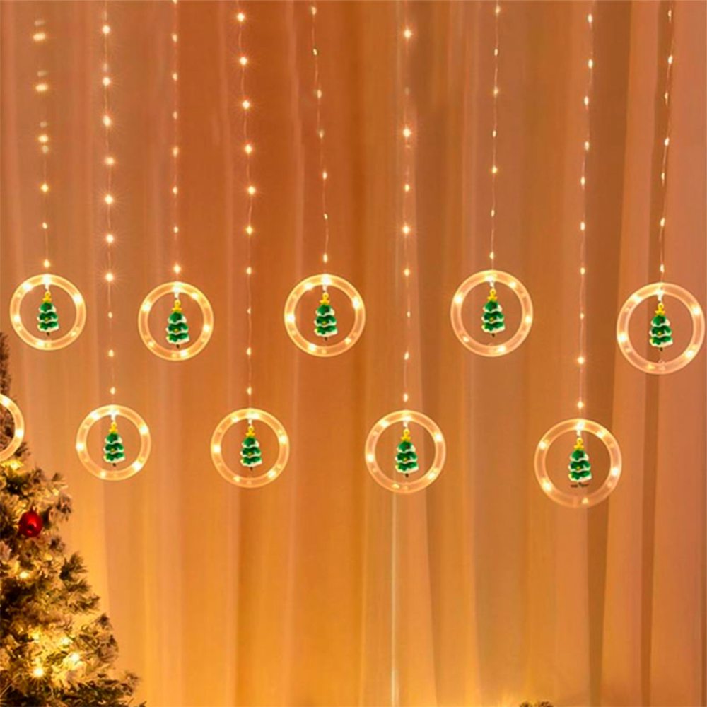 Гирлянда штора новогодняя Кольца с фигурками Елка 10 LED 2,5х0,7 м от USB Теплый белый - фото 5 Гирлянда штора новогодняя Кольца с фигурками Елка 10 LED 2,5х0,7 м от USB Теплый белый - фото 5