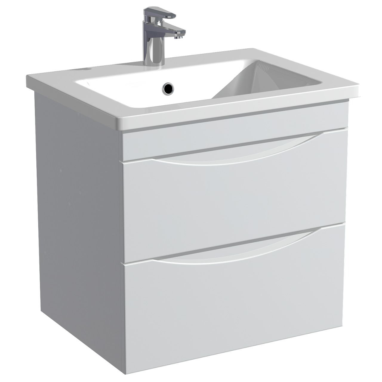 Тумба навісна Milleau Альфа 60 з умивальником Комо для ванної кімнати 60 см Білий