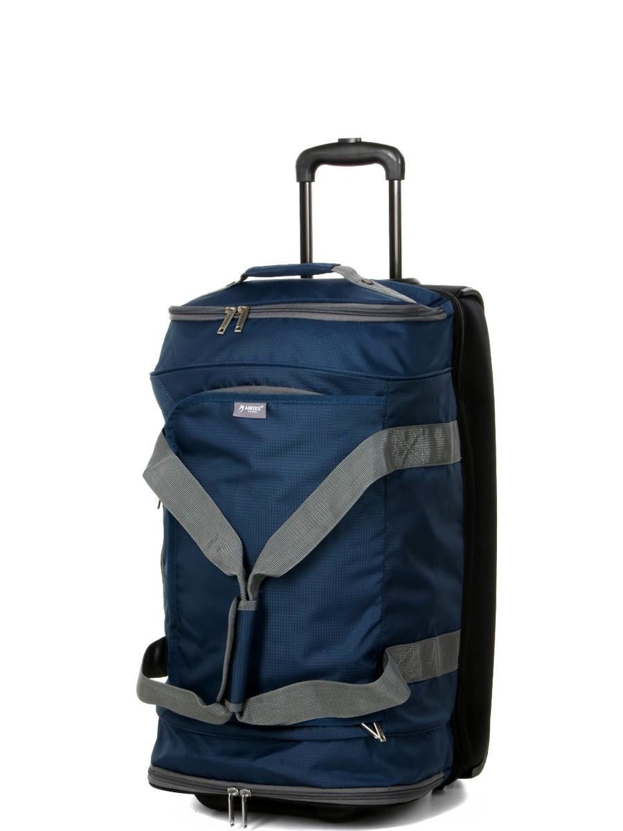 Дорожная сумка на колесах средняя Airtex M 63x36x35 см 80 л 2,7 кг Синий (819-65)