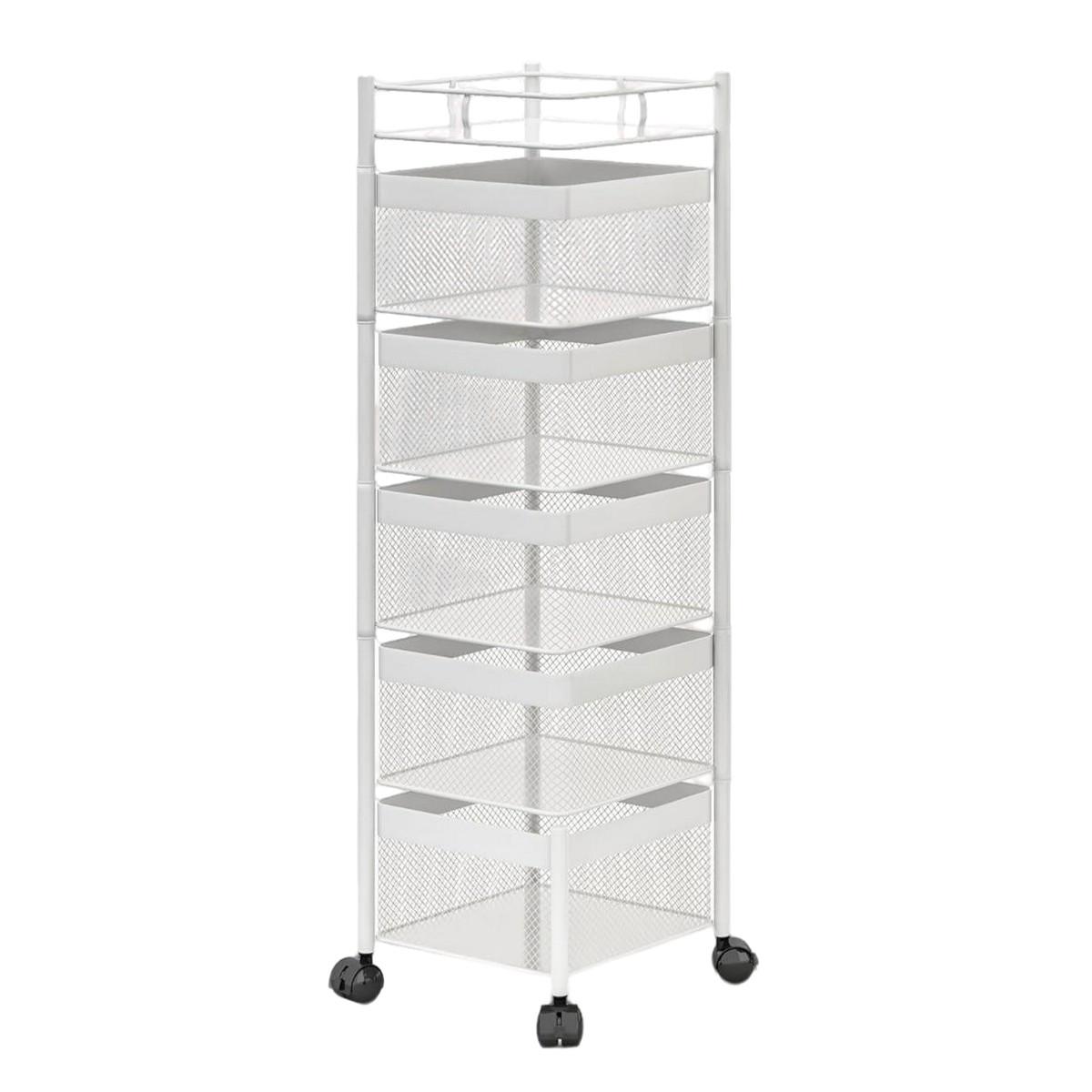 Этажерка на колесах Modern Home Cube 5 ярусов 30х85 см Белый (R100113-W)
