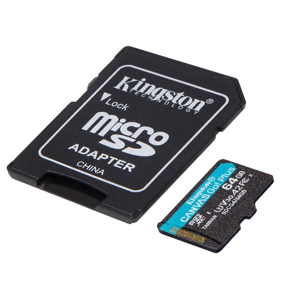 Карта памяти Kingston Canvas Go! Plus 64 GB microSDXC UHS-1 U3 class 10 A2 V30 R170MB/s W70MB/s Adapter SD (SDCG4/64GB) - фото 2