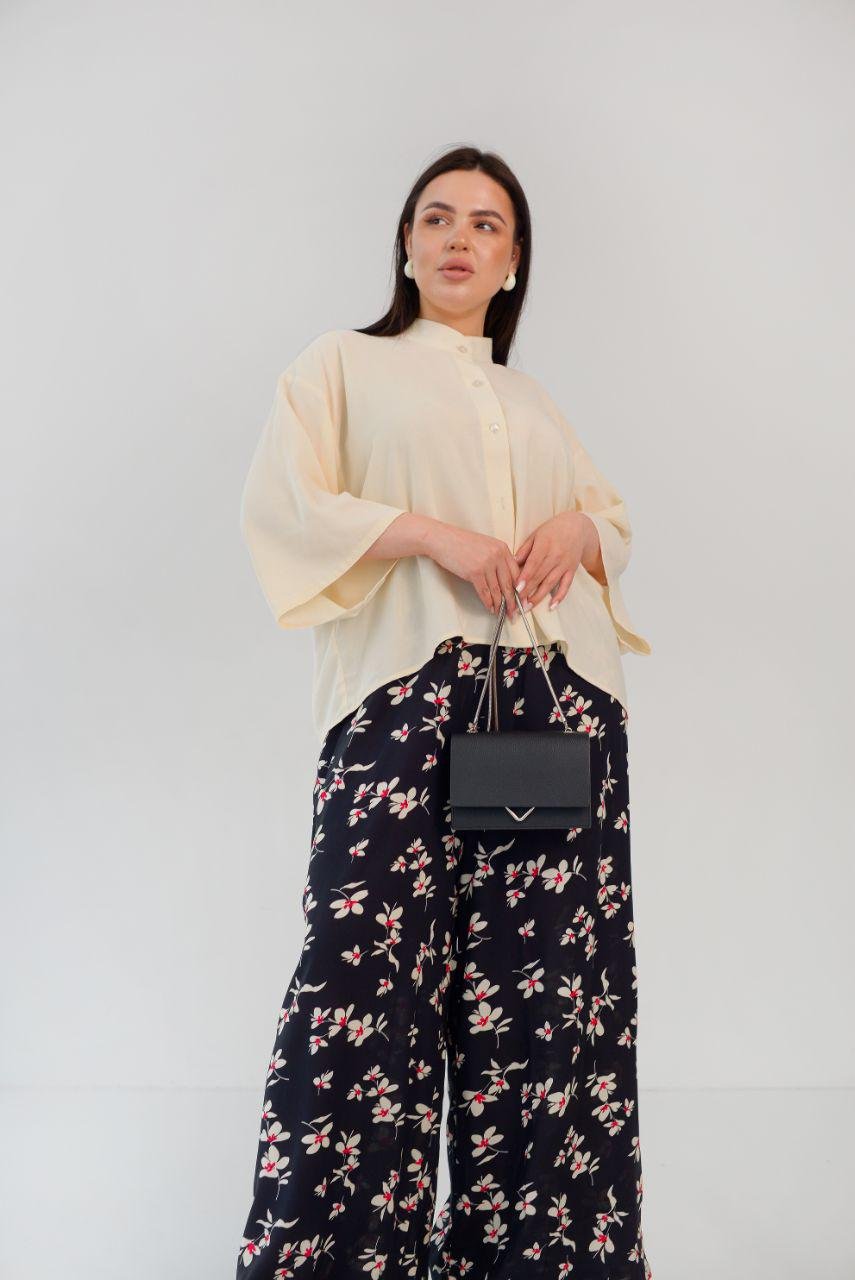 Сорочка бавовняна жіноча широкого покрою р. 52-54 Бежевий (14-5228 17)