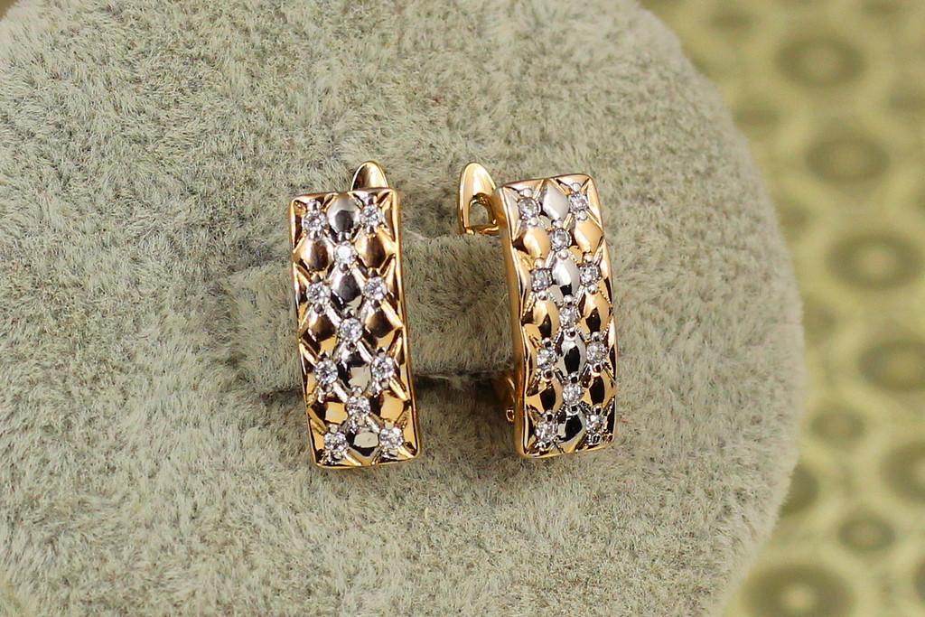 Серьги Xuping Jewelry драпировка с родием 1,6 см Золотистый (2571107966)