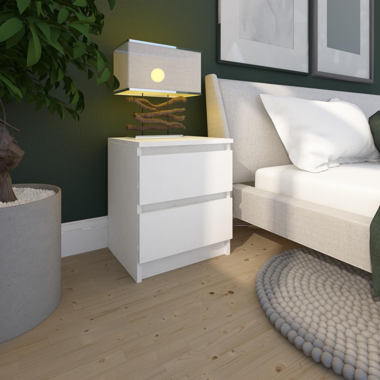 Тумба приліжкова MEBEX на 2 шухляди 40х40х54,4 см Білий (VS2B400WH) - фото 5 Тумба приліжкова MEBEX на 2 шухляди 40х40х54,4 см Білий (VS2B400WH) - фото 5