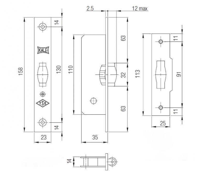 Корпус замка Kale Kilit 155/B защелка-ролик Хром - фото 2 Корпус замка Kale Kilit 155/B защелка-ролик Хром - фото 2