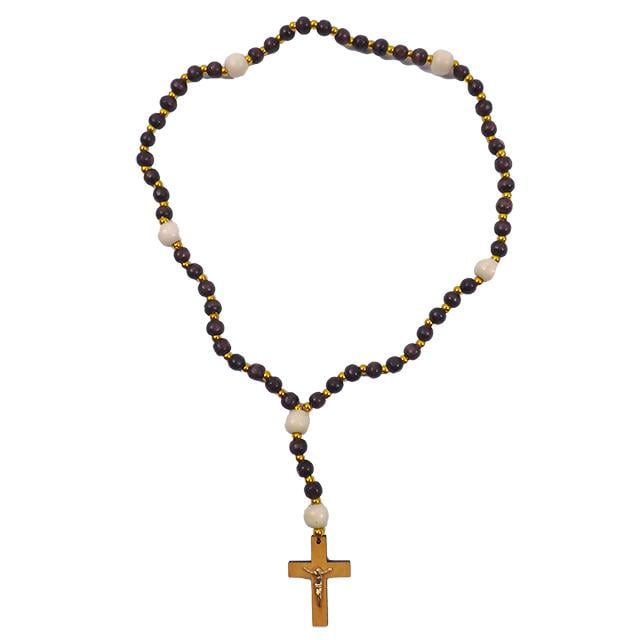 Чотки на 53 намистини дерев'яні темні з хрестиком (651581)