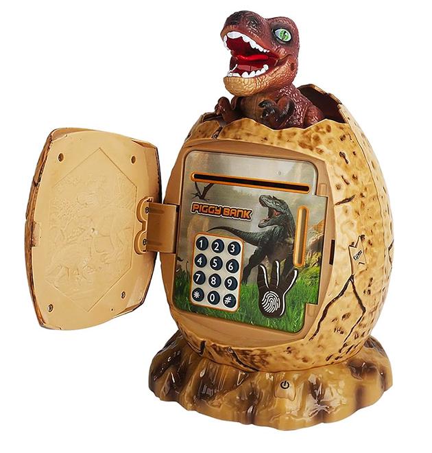 Скарбничка сейф дитячий з нічником DINOSAUR Яйце динозавра із кодовим замком та відбитком пальця - фото 1