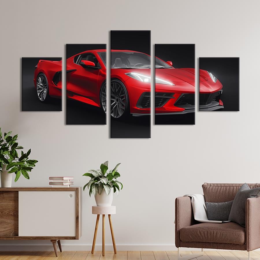 Картина на холсте Изящный красный Chevrolet Corvette 187x94 см (1408-52)