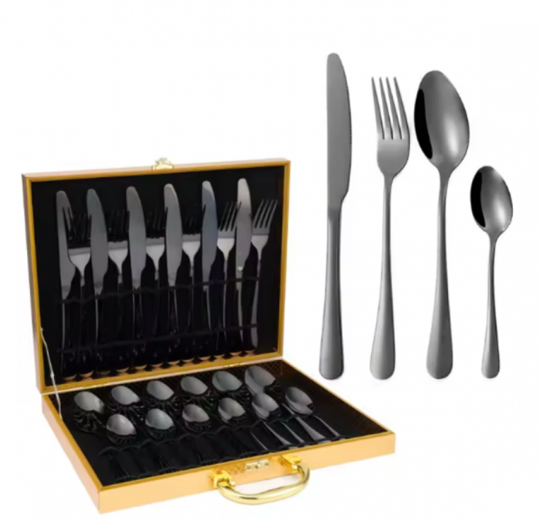 Набор столовых приборов Moltis Elegant 24 шт. Хамелеон Черный (29909544) - фото 3
