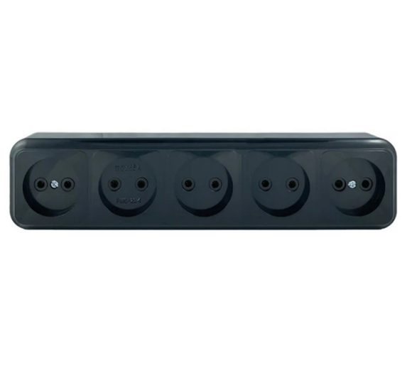 Розетка пятиместная накладная MARSHEL Черный (25902185)