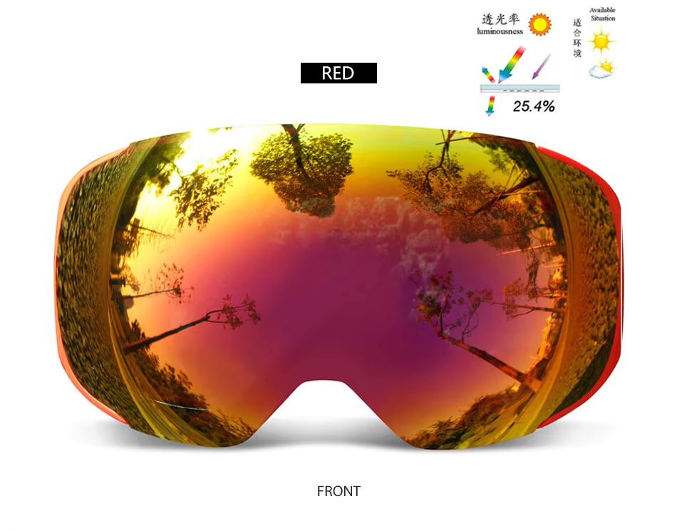 Маска для лиж і сноуборду Copozz GOG-2181 магнітна Anti-Fog Ski Unisex Red (GOG-2181-R) - фото 5