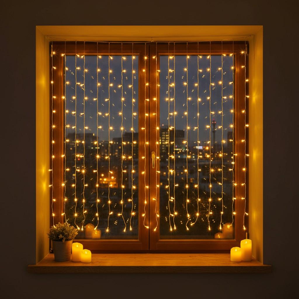 Гірлянда-штора новорічна Роса хвойна лапа мережева 3х2 м 400LED Жовтий (D400LED2MY) - фото 1 Гірлянда-штора новорічна Роса хвойна лапа мережева 3х2 м 400LED Жовтий (D400LED2MY) - фото 1