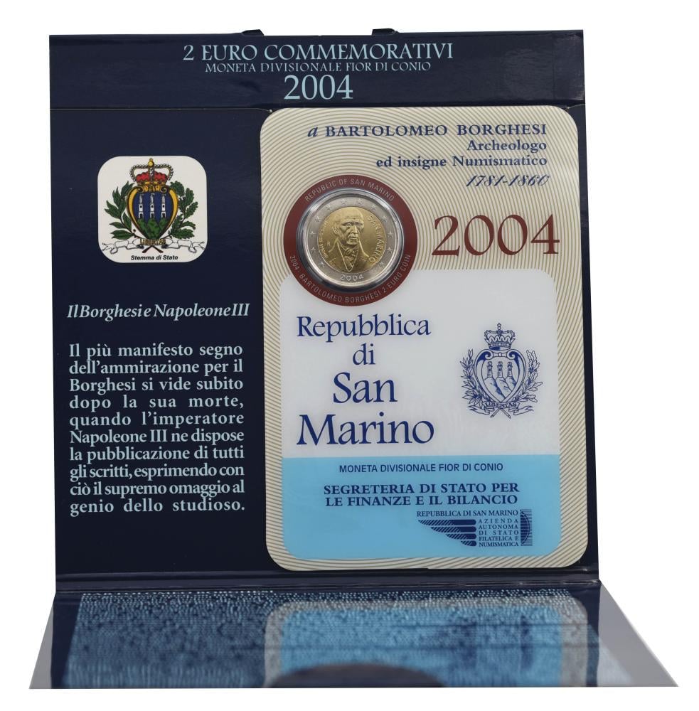 Колекційна монета Сан-Марино 2 євро 2004 Бартоломео Боргезе UNC (KM#467)