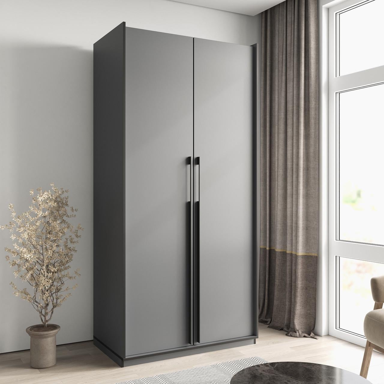 Шкаф на 2 двери Sanro со штангой и выдвижными ящиками 1001х2100х570 мм Антрацит (R0014)