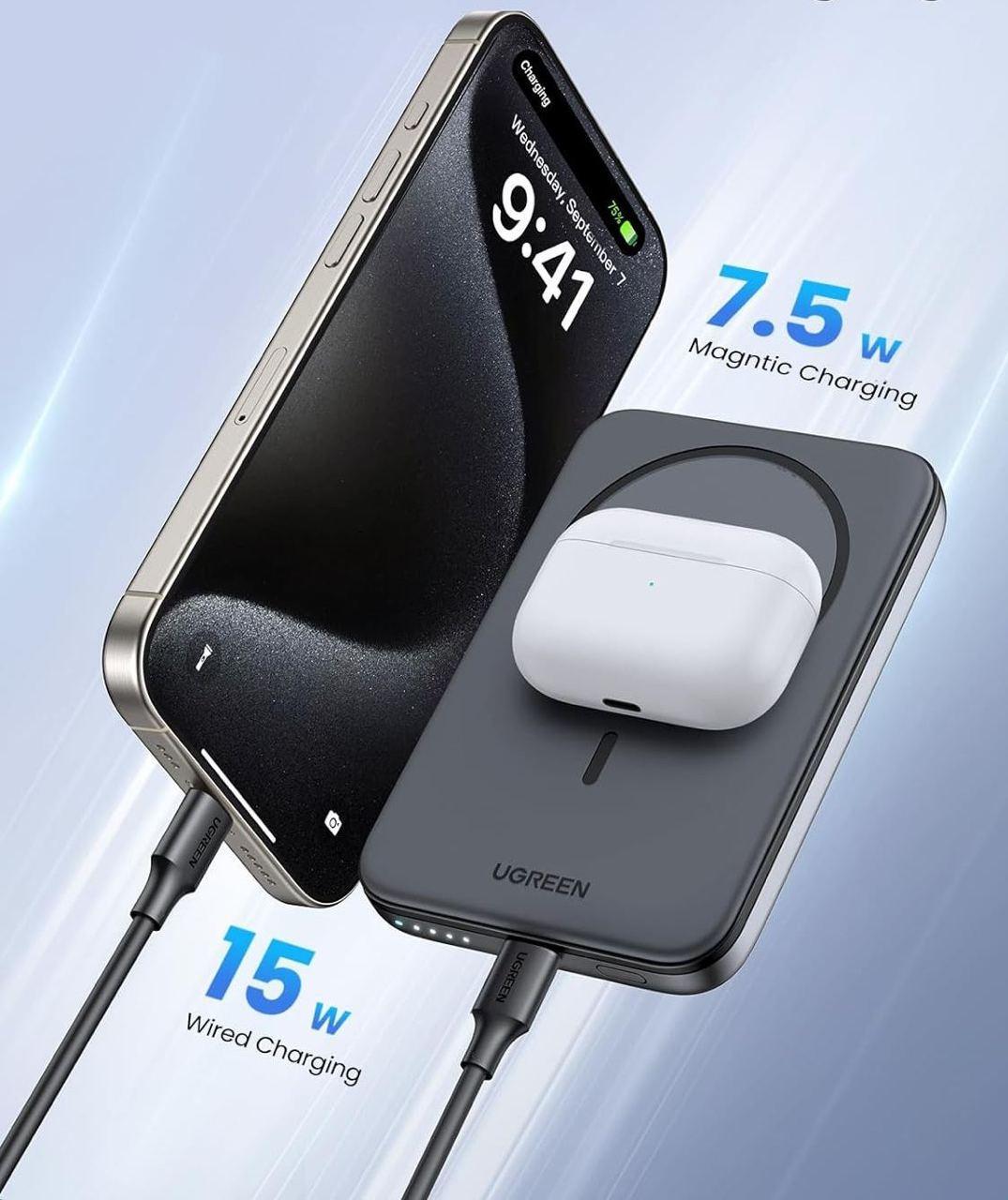 Повербанк магнитный Magsafe Ugreen PB561 10000 mAh 20 Вт с беспроводной зарядкой для iPhone Grey (26389495) - фото 8 Повербанк магнитный Magsafe Ugreen PB561 10000 mAh 20 Вт с беспроводной зарядкой для iPhone Grey (26389495) - фото 8