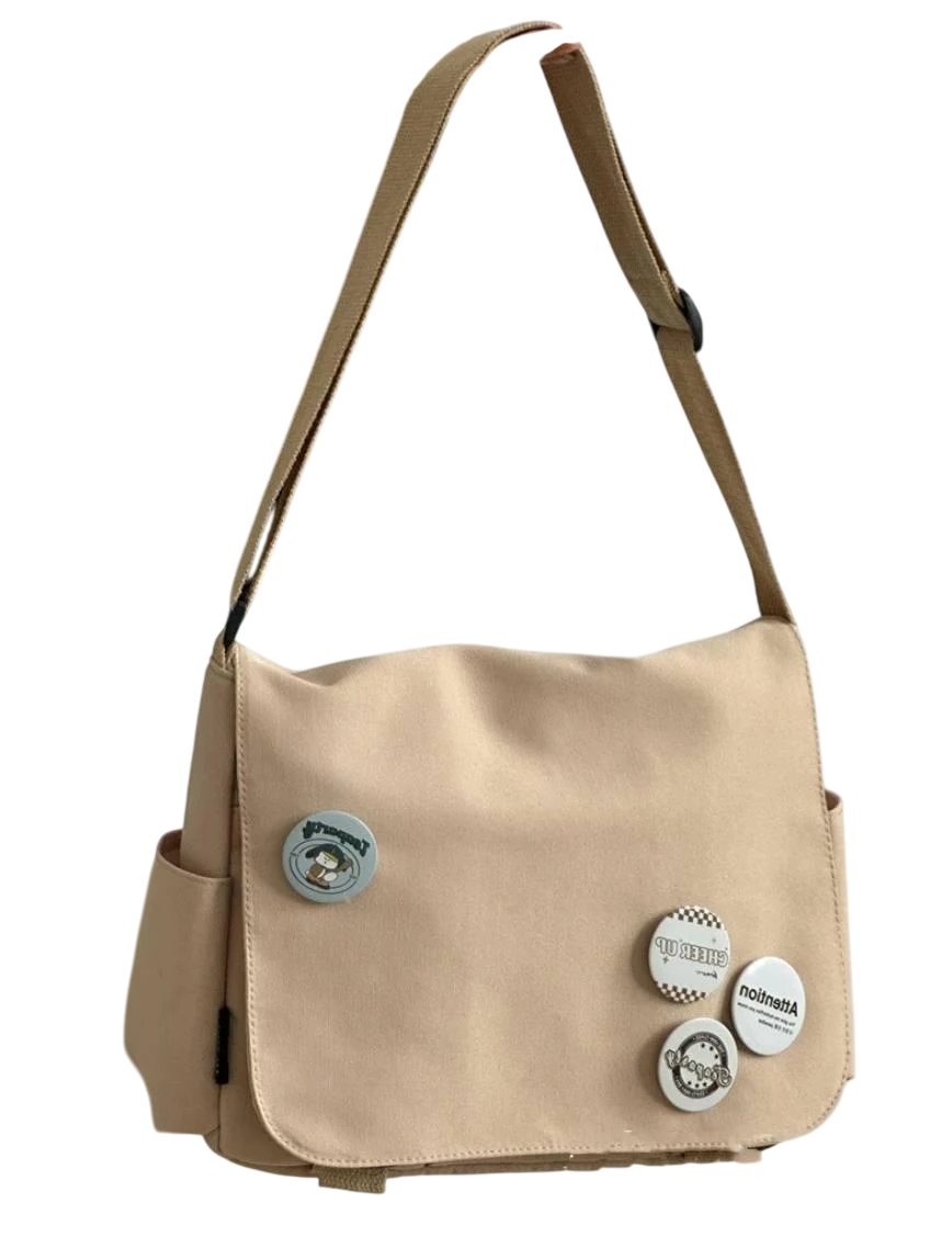 Сумка для девочки для школы/института с карманами в японском стиле Бежевый (А531)