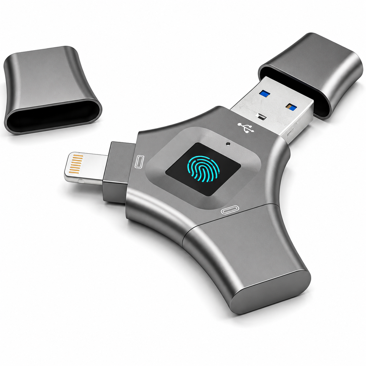 Флэш-память NK-830 3в1 USB 2.0 Type-C Lightning с отпечатком пальца 128 Гб (35556694)