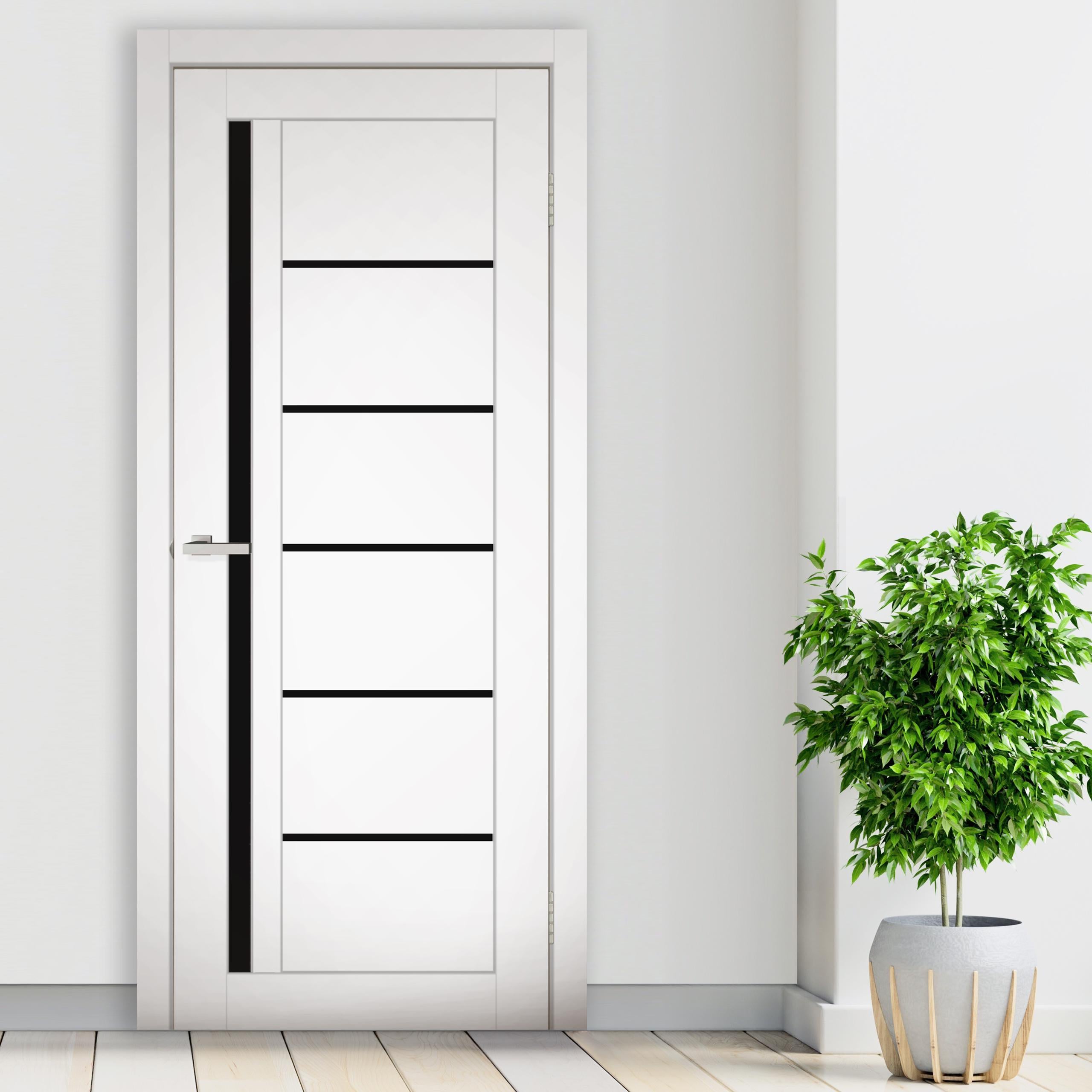 Двери Англия стекло черное 2000х700 мм Белый (60877)