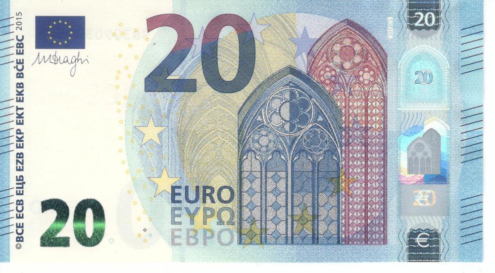 Коллекционная банкнота Италия 20 евро 2015 SB S012 UNC (Б06772)
