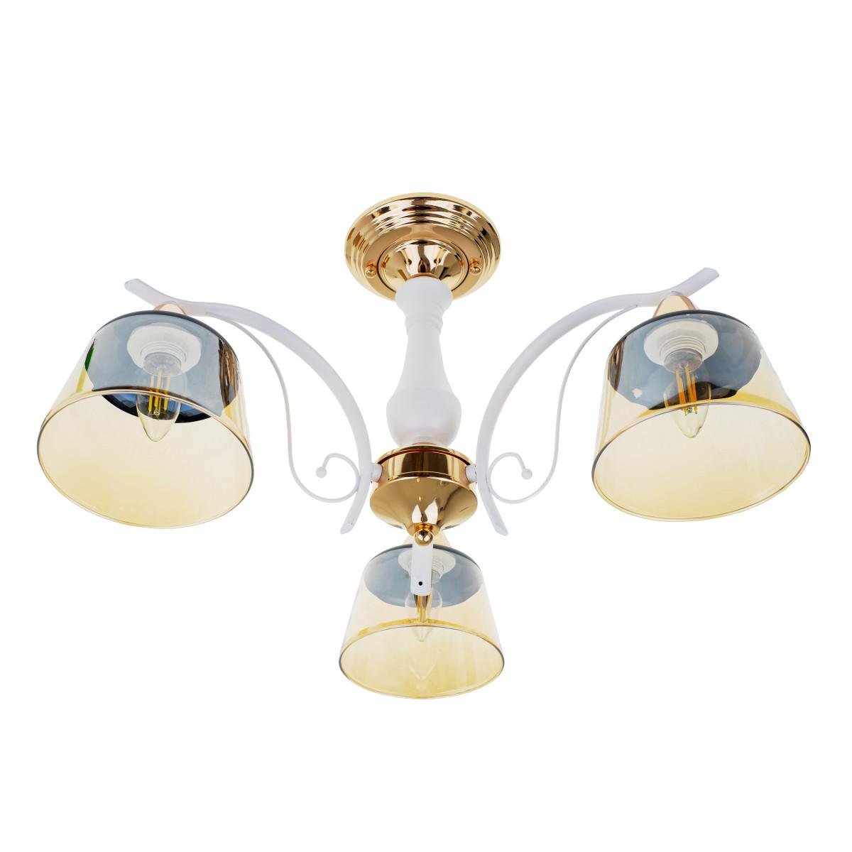 Люстра Brille LK-699S/3 E27 WH/FG на 3 плафони Білий/Золотий