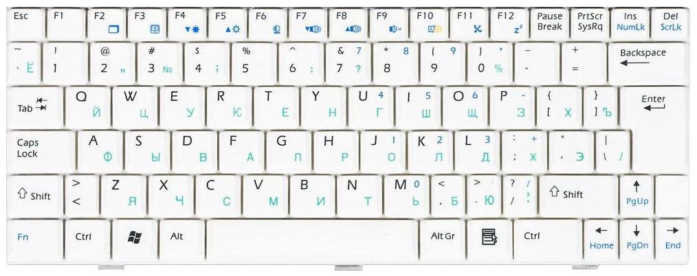 Клавиатура для ноутбука MSI Wind U100 White
