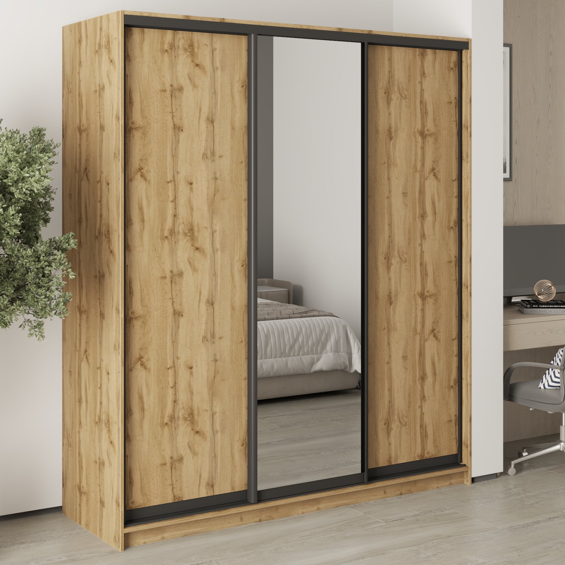 Шкаф-купе трехдверный Mebel Star Стандарт BG MBS-8424 180х45х210 см Дуб тахо (1007835) Шкаф-купе трехдверный Mebel Star Стандарт BG MBS-8424 180х45х210 см Дуб тахо (1007835)