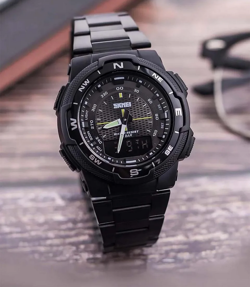 Часы наручные Skmei 1370 с металлическим ремешком классические Черный