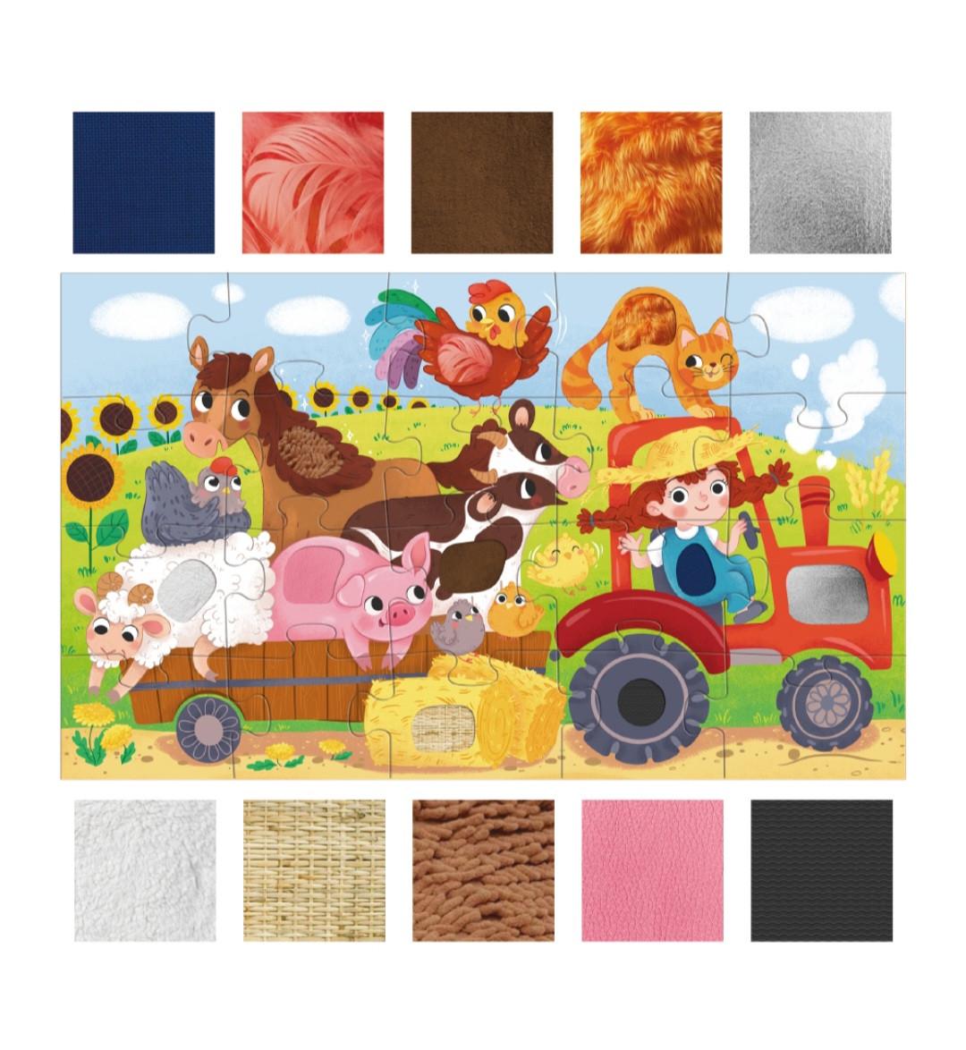 Пазл Монтессори тактильный Dodo За рулем трактора 300658 75х45 см (752918) - фото 3