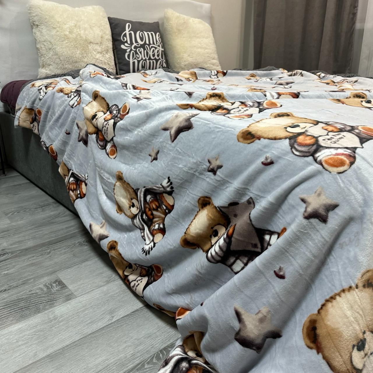 Плед-покрывало двустороннее с рисунком 200х220 см Серый (PL-2-4) - фото 7